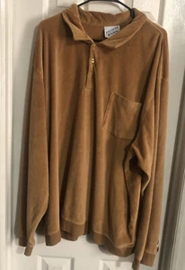 Vintage Irvine Park Men’s Polo Long Sleeve Velour Velvet Light Brown Shirt 3XL - Picture 1 of 5