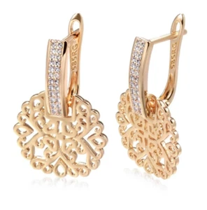 Elegante Ohrhänger Huggie 585 RG Rotgold Rosegold Ohrringe mit Zirkon 4.4g - Bild 1 von 3