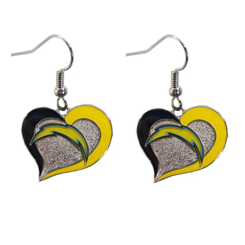 Brand New NFL Gear San Diego Chargers Swirl Heart Earring Dangle Charm Cover