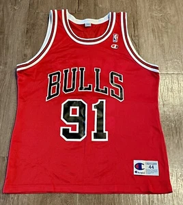 Vintage Chicago Bulls 90s NBA  Champion Jersey Dennis Rodman Men’s 44 Rare Hoops - Picture 1 of 7