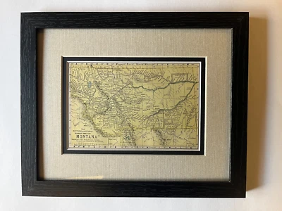 1898 MONTANA State Map w/Indian Reservations, Framed w/Double Mat SEE DESCRIP - Image 1 of 4