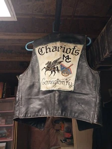 Vintage CHARIOTS mc Patch & leather Vest - Picture 1 of 15