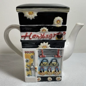 Wende Keramik Teekanne, Bank eine Seite; Handtaschen andere Seite 7" hoch - Bild 1 von 24