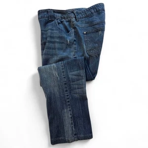 Lane Bryant Womens Size 20 Blue Distressed Denim Jeans Embroidered Pockets - Picture 1 of 16