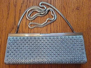 Vtg Whiting & Davis Silver Tone Mesh Evening Bag Purse Clutch w Rhinestone Clasp - Picture 1 of 24