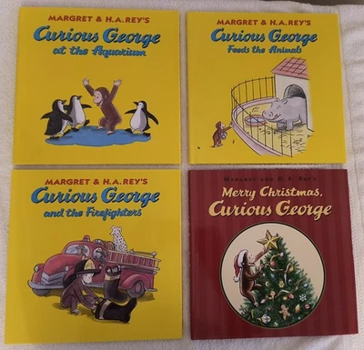CURIOUS GEORGE 4 Book Set by Margret & H.H. Rey's - Hardcovers w/Dust Jackets Foto 1 de 4