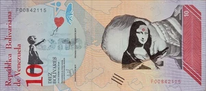 BANKSY * 10 bolívares * Billete real * Dismaland 2015 * Certificado * Sello - Imagen 1 de 10
