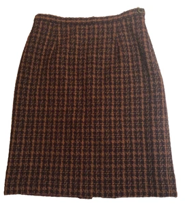 Vintage Rena Rowan for Saville 70's Tweed Skirt Brown & Burgundy Size - Picture 1 of 5