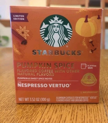 UNA CAJA 8 cápsulas Starbucks PUMPKIN SPICE Nespresso Vertuo café - 01/2026 Foto 1 de 4