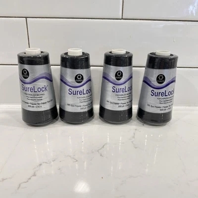 Coats Surelock Overlock Thread 3000yd #0568 Black , Set of 4 - Image 1 of 4