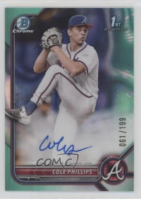 2022 Bowman Draft Chrome Pick Aqua Lava Refractor /199 Cole Phillips Auto - Image 1 of 2