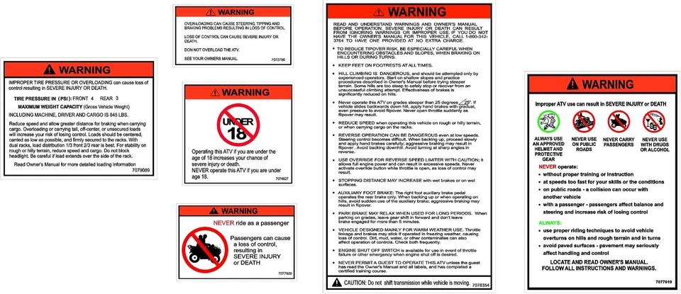 Polaris Scrambler Warning Decals ATV Decal Kit - Image 1 of 1
