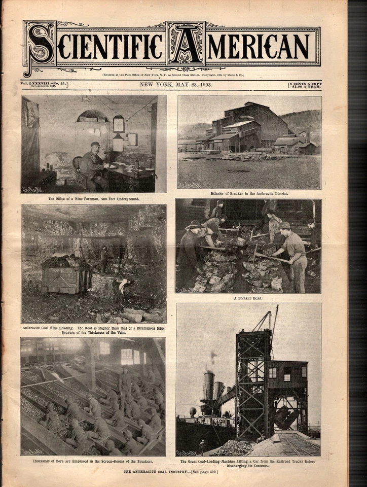 1903 Scientific American May 23 - Anthracite coal; Wireless telephone experiment - Image 1 of 1