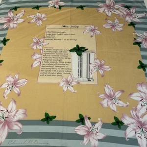 Vtg Kentucky Derby Museum-Churchill Downs Mint Julep Recipe Souvenir Scarf 35" - Picture 1 of 11