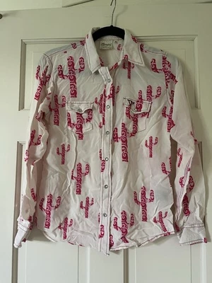 女牛仔五金衬衫女孩 XL 仙人掌水钻 Snap Western Horse Rodeo 粉红色 — 第 1/4 张图片