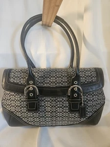 Vintage Y2K Coach 7080 Hamptons Soho Signature Canvas Leather Buckle Satchel - Picture 1 of 6