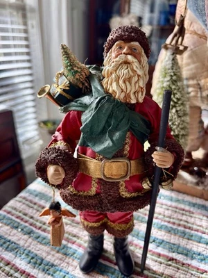 Traje rojo de Papá Noel Clothtiques 1987 vintage difícil de encontrar con bastón, campanas y juguetes 10"" Foto 1 de 4