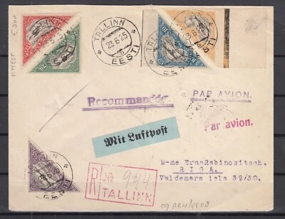 RS25667/ ESTONIA – MI # 34A + 36A (PAIR) + 57 + 48B / 52B ON COVER + CERTIF - Image 1 of 4