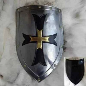 28'' Medieval Knight Templar Steel Armor Shield Battle Warrior Larp Shield - Picture 1 of 4