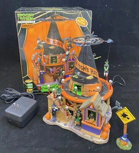 LEMAX SPOOKY TOWN WITCHES HAT CARNIVAL RIDE & LOW FLYING SIGN ANIMATED MUSICAL - Picture 1 of 19
