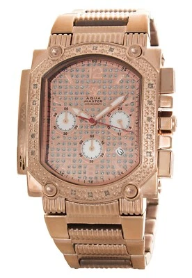 Aqua Master Champagne Dial Rose Gold Steel Diamond Men's Watch W#323   - Image 1 of 3