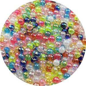 300Pcs 8Mm Acrylic round Beads AB Colors Acrylic Beads round Spacer Beads with H - Picture 1 of 6