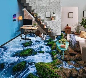 3D River Stones 40RAIN33 Floor WallPaper Murals Wall Print Decal AJ Honey - Picture 1 of 5