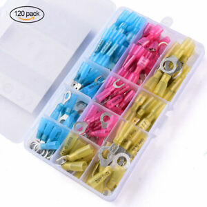 120PCS Heat Shrink Wire Connectors Electrical Ring Lug Terminals Solder Seal
