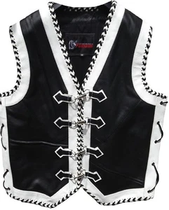 Motorcycle Vest Leather Custom Motorbike Waistcoat Braided Biker Leather Vest - Picture 1 of 3