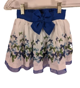 Disney Girls Skort Skirt Size 5 Blue White Bow Print Elastic Waist Bow in Front - Picture 1 of 3