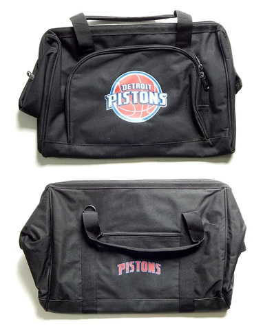 Lot of (2) Detroit Pistons Logo Duffle Bags Black Heavy Duty Good For Travel Cover