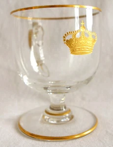 Verre à cognac - cristal de Baccarat - couronne royale dorée - étiquette papier - Picture 1 of 6