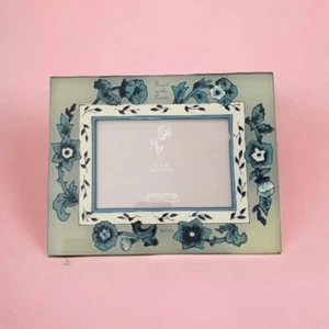 VTG Joan Baker Designs 4x6 Blue Floral Glass Picture Photo Frame Proverbs 3:5 - Picture 1 of 18