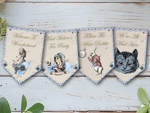 Alice im Wunderland blau und gold Jagd/Banner & Band - Bild 1 von 2