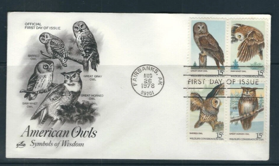 USA SC # 1763a American Owls FDC .  Artcraft Cachet - Image 1 of 1