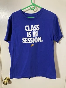 Nike "Class Is In Session" Adult Large Blue "The Nike Tee" T-Shirt - Picture 1 of 5