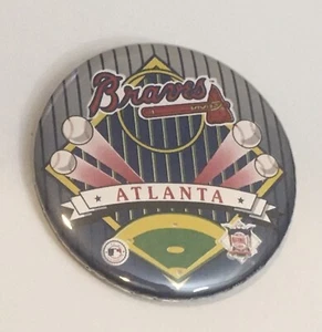 Made In USA Atlanta Braves Pinback Button 2.25” - Picture 1 of 4