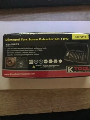 K Tool International NEW KTI-75410 11 Piece Damaged Torx Screw Extractor Set - Image 1 of 2