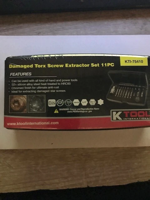 K Tool International NEW KTI-75410 11 Piece Damaged Torx Screw Extractor Set - Image 1 of 2