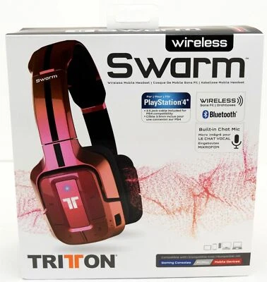 NEW Mad Catz Tritton Wireless Swarm Headset Bluetooth PS4/PS3/PC/iPhone RED/PINK - Image 1 of 4