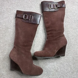 Aerosoles Wedge Boots Size 6 Womens Suede Leather Tall Full Zip Outdoor - Picture 1 of 10