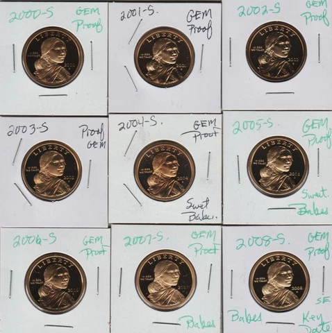 2008 2005 S Native Dollar Gem Proof Sacagawea 9 Coin Soaring Eagle Set 007 2000 Cover