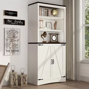 71" Tall Kitchen Pantry,Farmhouse Storage Cabinet with with 2 Barn Doors - Picture 1 of 15