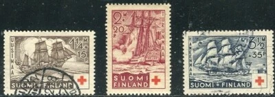 MN43 Finland Stamp Set Scott #B24-6 Semi Postal Red Cross Ships Fine Used CV$56 - Image 1 of 2