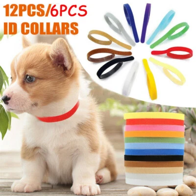 Lot De 6/12 Colliers D'identification Réglables Pour Chiots Et Nouveau-Nés  / - Photo 1/4