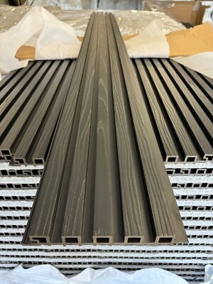 Composite WPC Slatted Cladding Boards Anthracite  2.4m- BULK DEALS AVAILABLE - Image 1 of 2