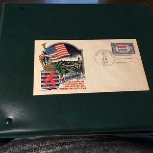 FDC 1944WWll PATRIOTIC STAEHLE CACHET LIBERATION OF LUXEMBURG 5 cent Stamp USA - Picture 1 of 2