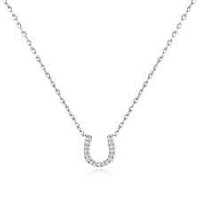 Horseshoe Necklace Created with Zircondia® Crystals