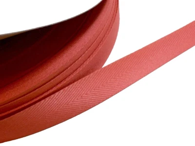 Offray Coral Orange Herringbone Twill Tape Ribbon 3/4 inch wide x 10 yards B18 - Image 1 of 4