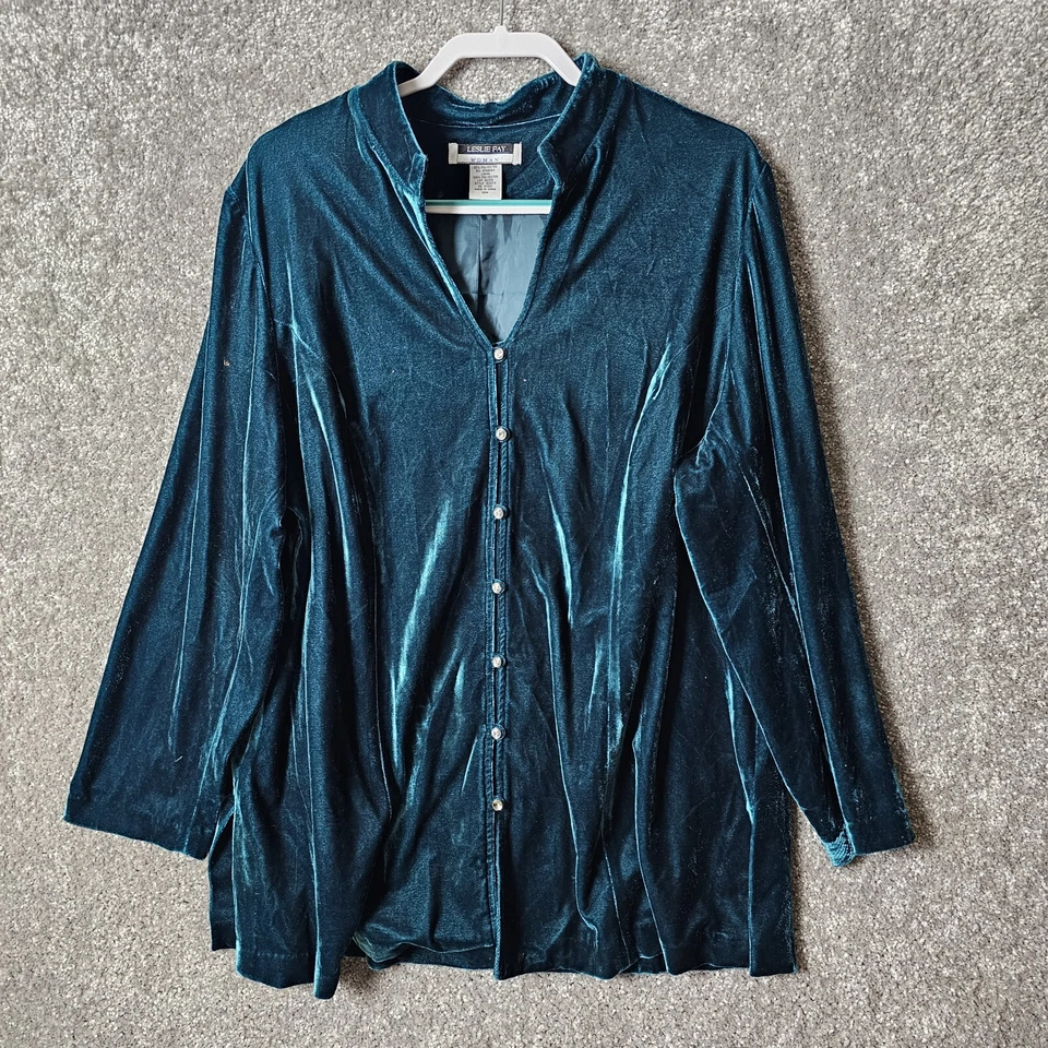 Top Leslie Fay De Colección Para Mujer 22W Verde Capricho Halloween Terciopelo Hada Gótico Místico Foto 1 de 4